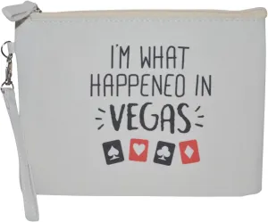 Popfizzy Cosmetic Bag with Sayings - Large Funny Makeup Bags - Womens Gift Makeup Bags with Quotes - Cute Storage Bag for Travel - Funny Pack for Women (I'm What Happened in Vegas)