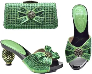 Premium Dual Wear Bridal Combo African Crystal Heels Convertible Evening Bag Set
