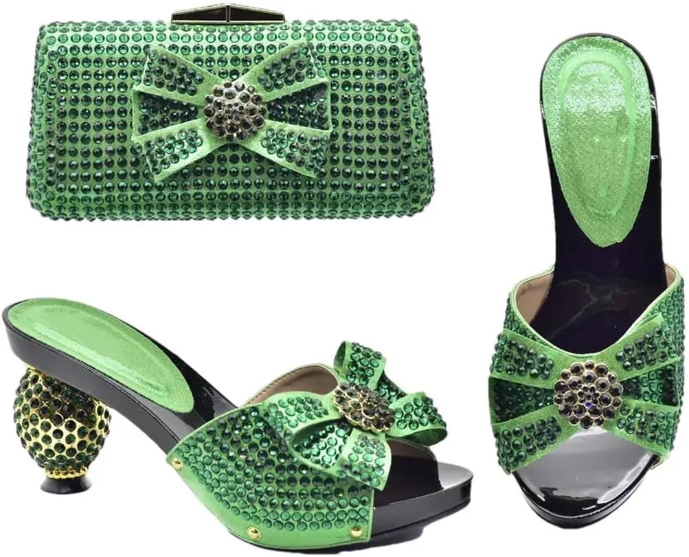 Premium Dual Wear Bridal Combo African Crystal Heels Convertible Evening Bag Set