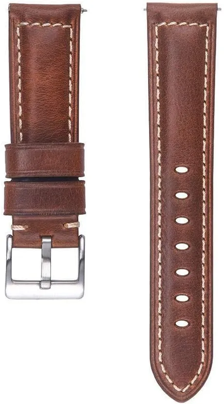 Quick Release Retro Leather Watch Band,Vintage Oil-tanned Pull-up Leather Strap Replacement,Choice of Width-18mm 20mm 22mm 24mm or 26mm