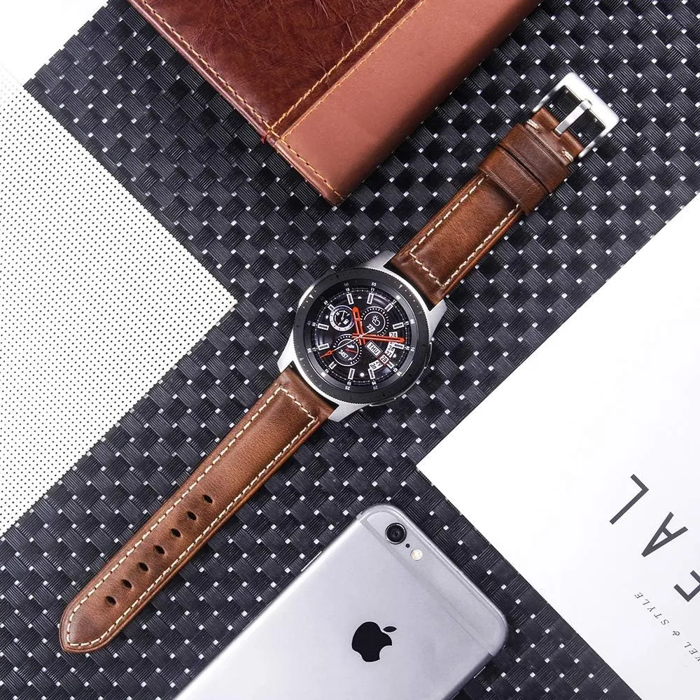 Quick Release Retro Leather Watch Band,Vintage Oil-tanned Pull-up Leather Strap Replacement,Choice of Width-18mm 20mm 22mm 24mm or 26mm