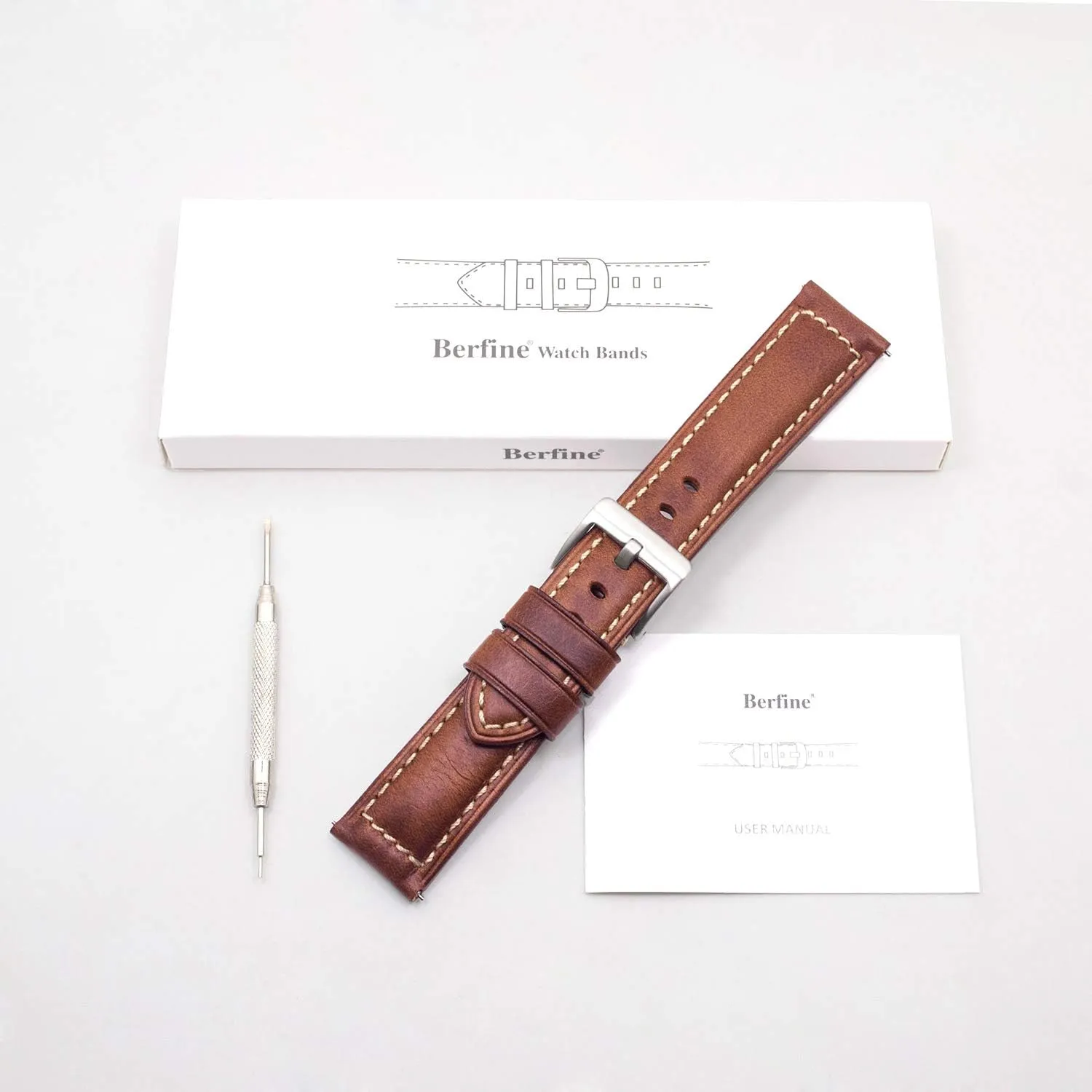 Quick Release Retro Leather Watch Band,Vintage Oil-tanned Pull-up Leather Strap Replacement,Choice of Width-18mm 20mm 22mm 24mm or 26mm