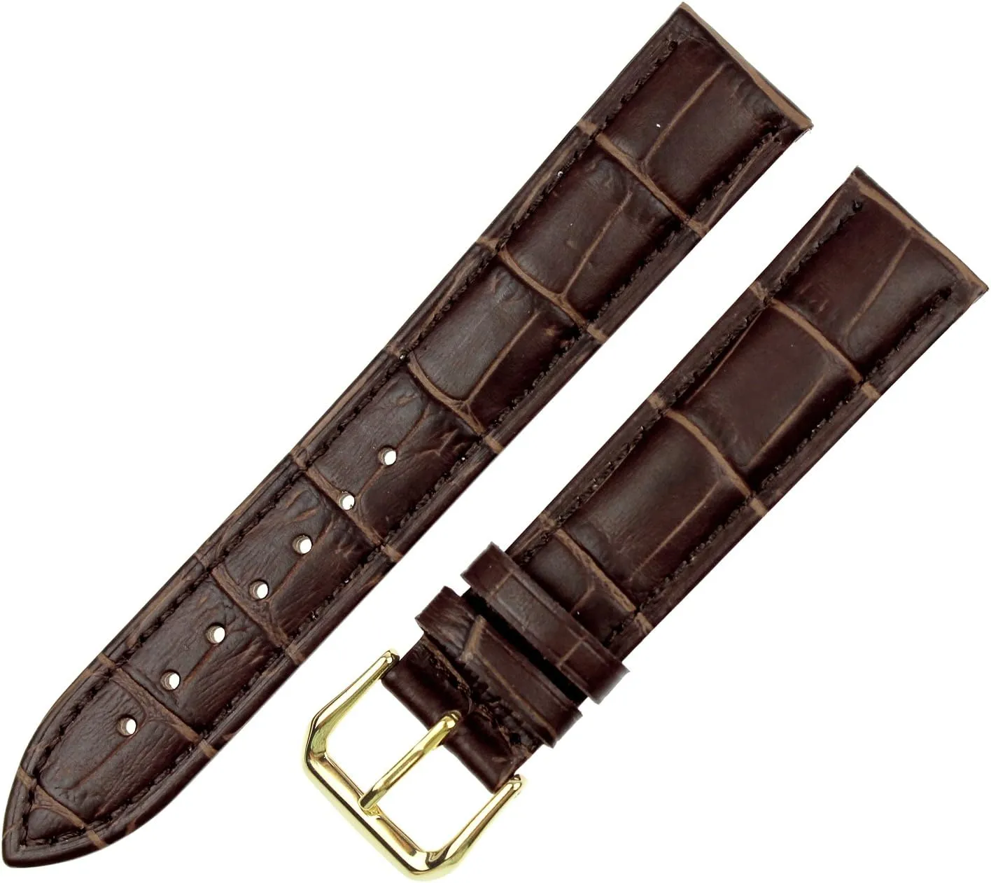 RECHERE Leather Watch Band Strap Gold Pin Buckle Black Brown Blue Red White