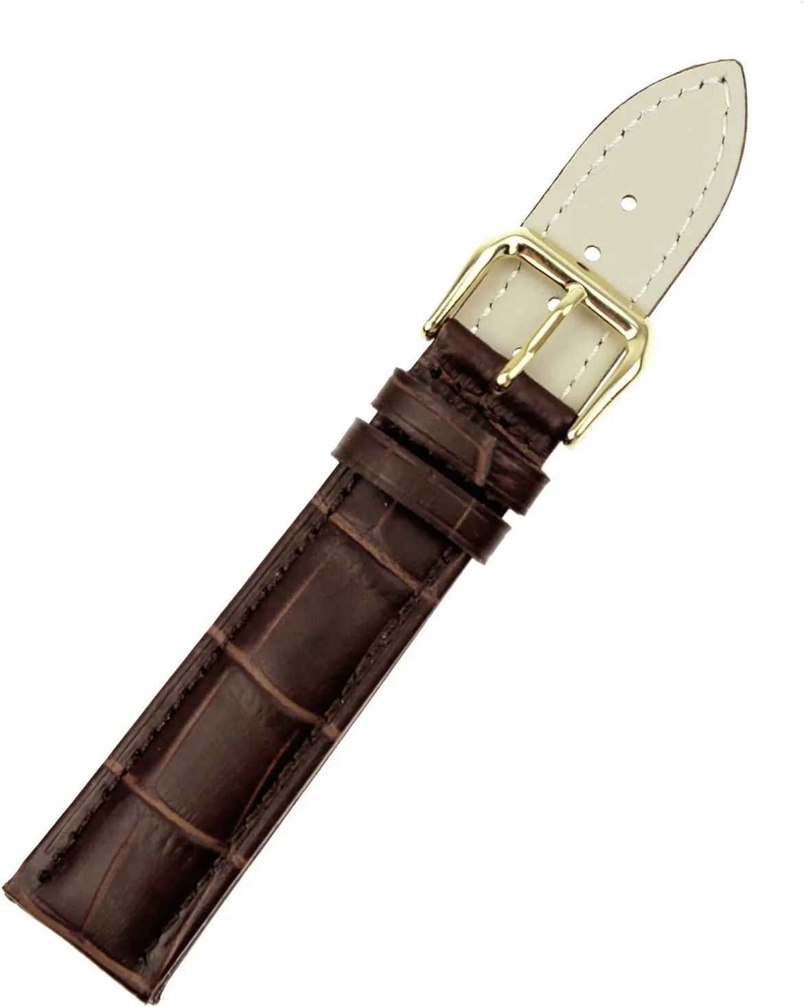RECHERE Leather Watch Band Strap Gold Pin Buckle Black Brown Blue Red White
