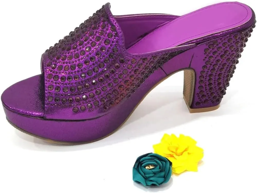 Rhinestone Bridal Shoes with Matching Clutch Set African Wedding Banquet Luxury Party Heels