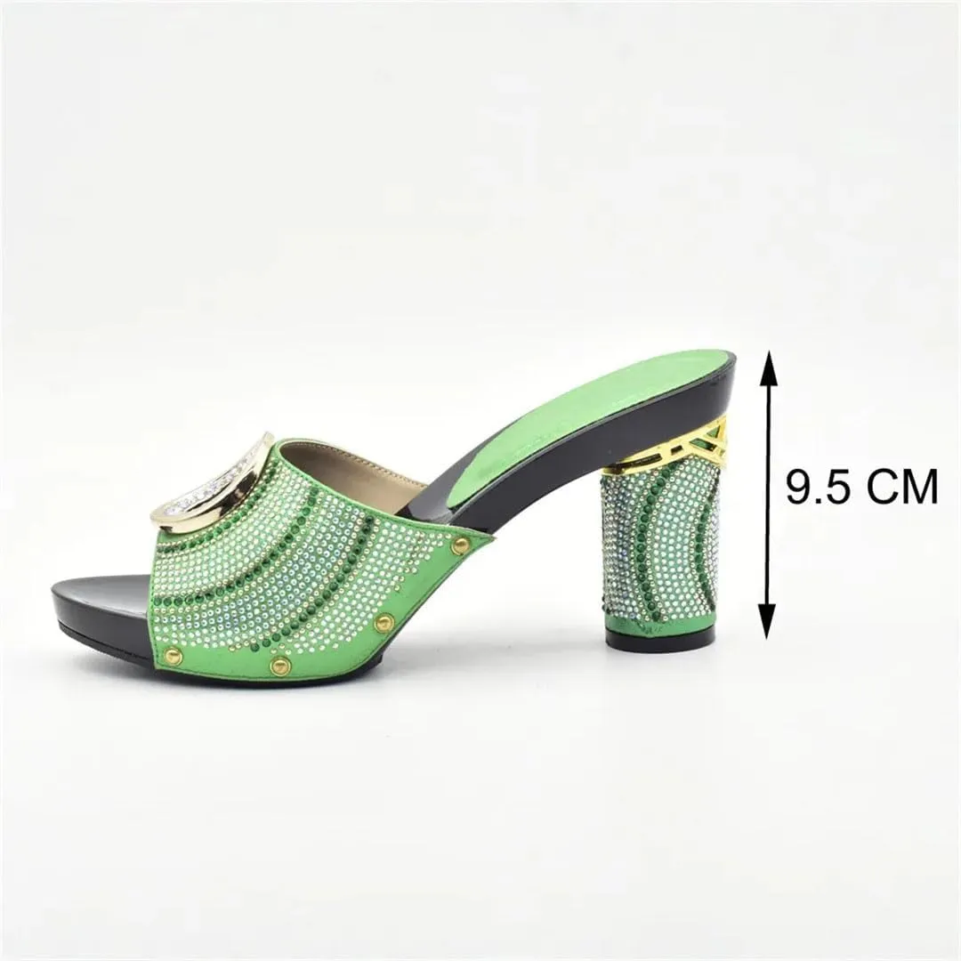 Rhinestone Wedding Heels with Matching Clutch Set African Bridal Party Crystal-Embellished Pumps