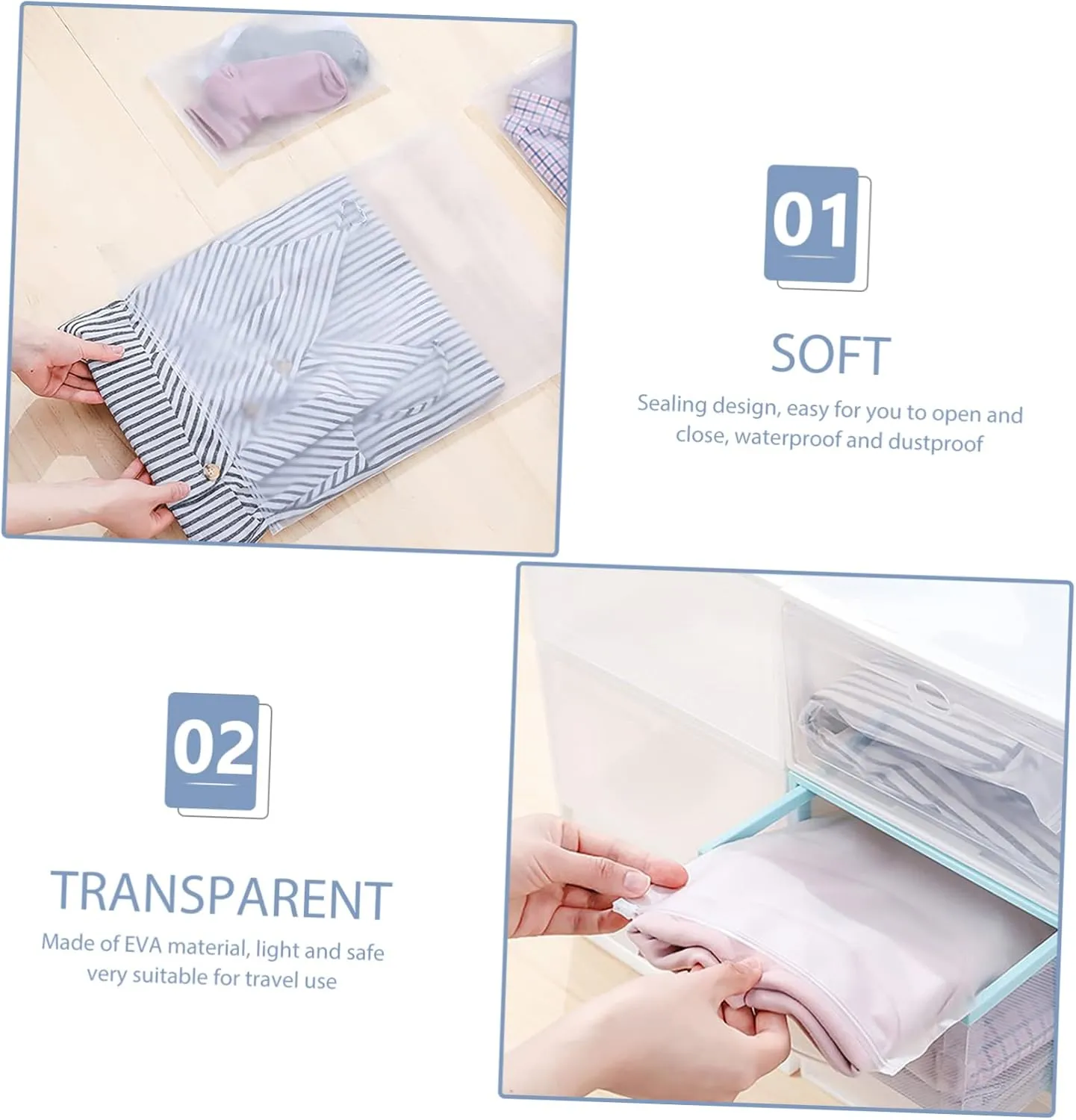 SAFIGLE Eva Material 10pcs Luggage Organizer Bag Zipper Sealed Storage Pouches Travel Clothing Storage Garment Bag