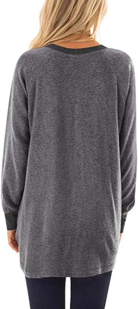 SEBOWEL Womens Tops Tunics Casual Shirts Long Sleeve Hoodie Pullover Blouses Loose Tees Clothing Sweatshirts