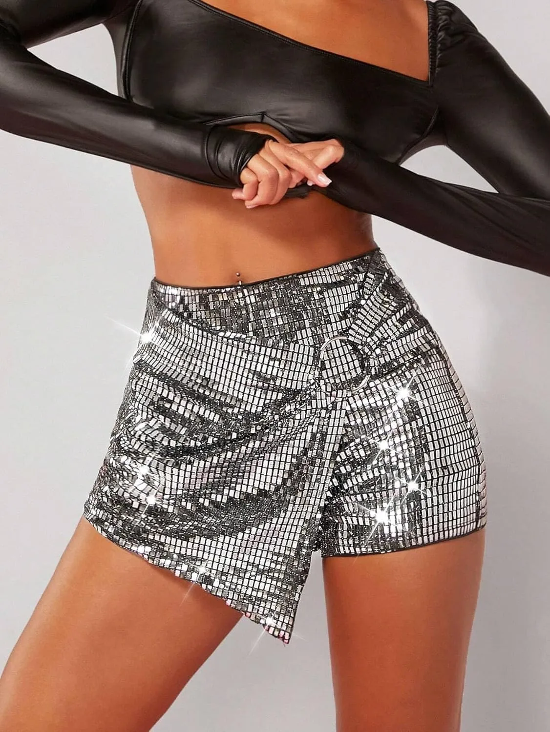 Shorts for Women Summer 2024 Elastic Waist Wrap Hem Mini Skort Trendy Skirt Shorts