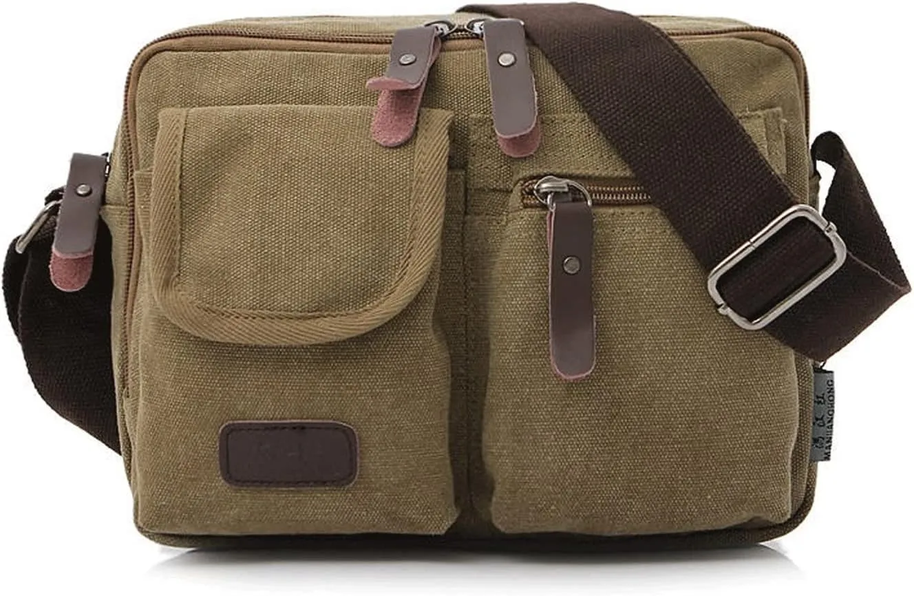 Shoulder Bags Canvas Handbag, Large Capacity Leisure Shoulder Strap, Waterproof Bag, Small Leather Bag(Brown)