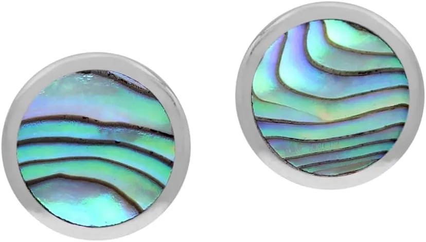 Silvershake 6MM Round Shape Cabochon Stones or Inlay White Gold Plated or Yellow Gold Plated 925 Sterling Silver Bezel Set Stud Earrings Jewelry for Women or Teens