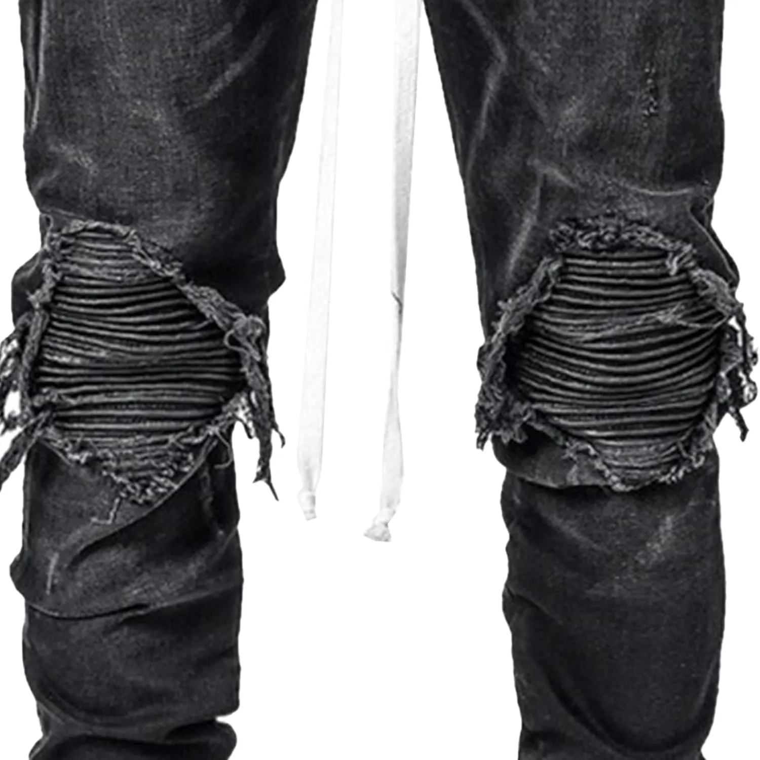 Slim Fit Stretch Ripped Jeans for Men Tapered Leg Distressed Biker Jeans Vintage Fashion Skinny Denim Pants