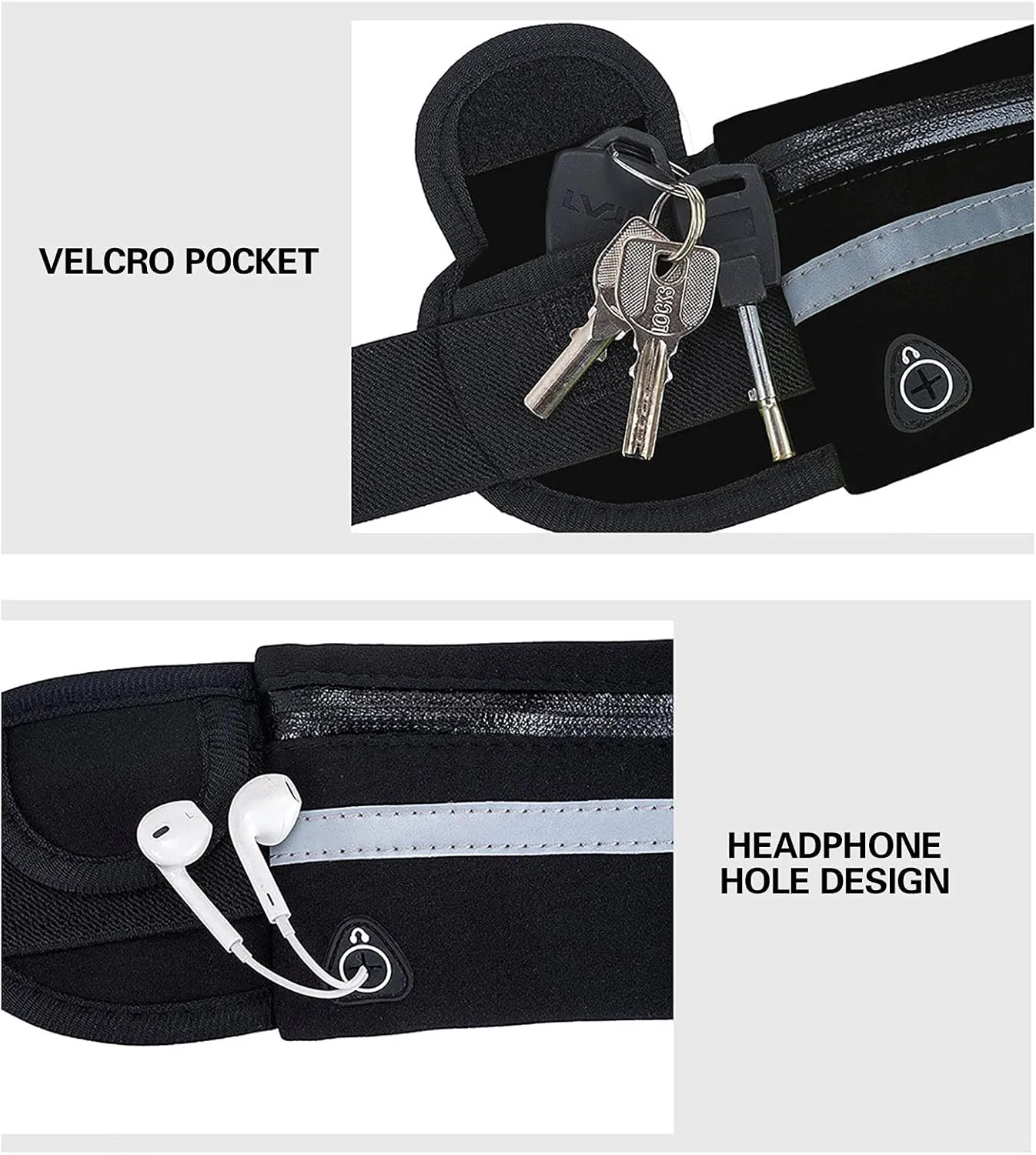 Slim Running Belt for Men, Waterproof Fanny Packs for Women,Phone Holder for Running,Reflective Waist Bag for Men,Runners Belt Pouch,Money Belt,Waist Pack Bag for Workout Travel Running Camping