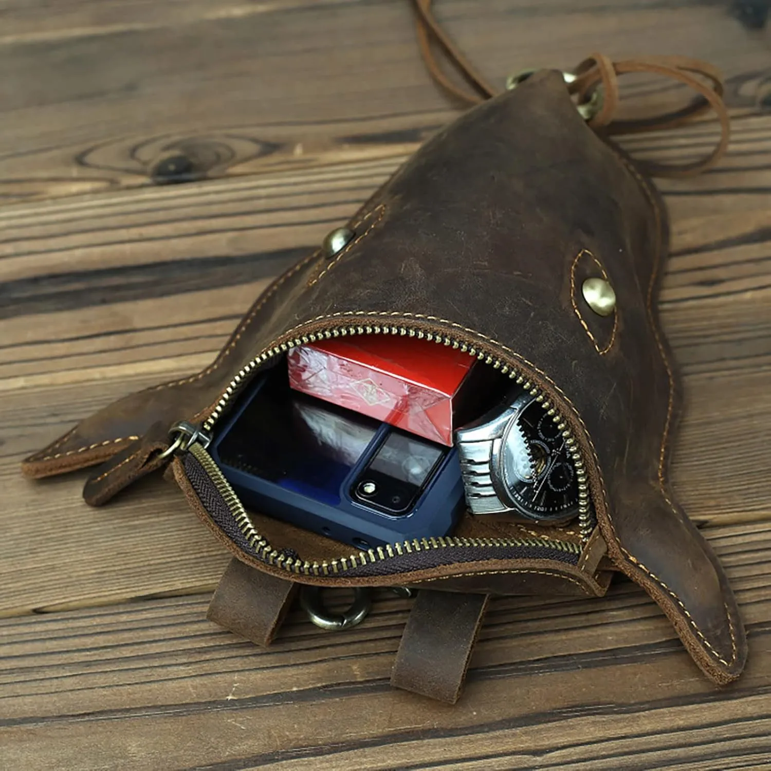 Sling Bag Crossbody Women Men Head Layer Leather Leather Waist Bag Men'S Retro Cool Cow Head Hanging Wear Waist