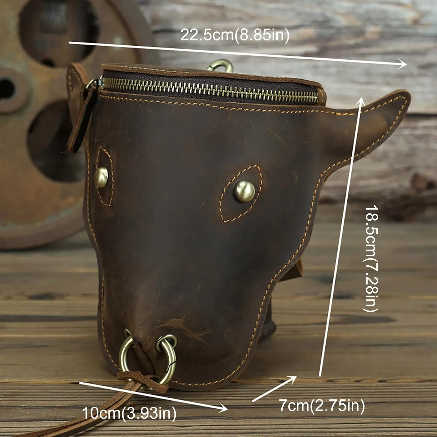 Sling Bag Crossbody Women Men Head Layer Leather Leather Waist Bag Men'S Retro Cool Cow Head Hanging Wear Waist