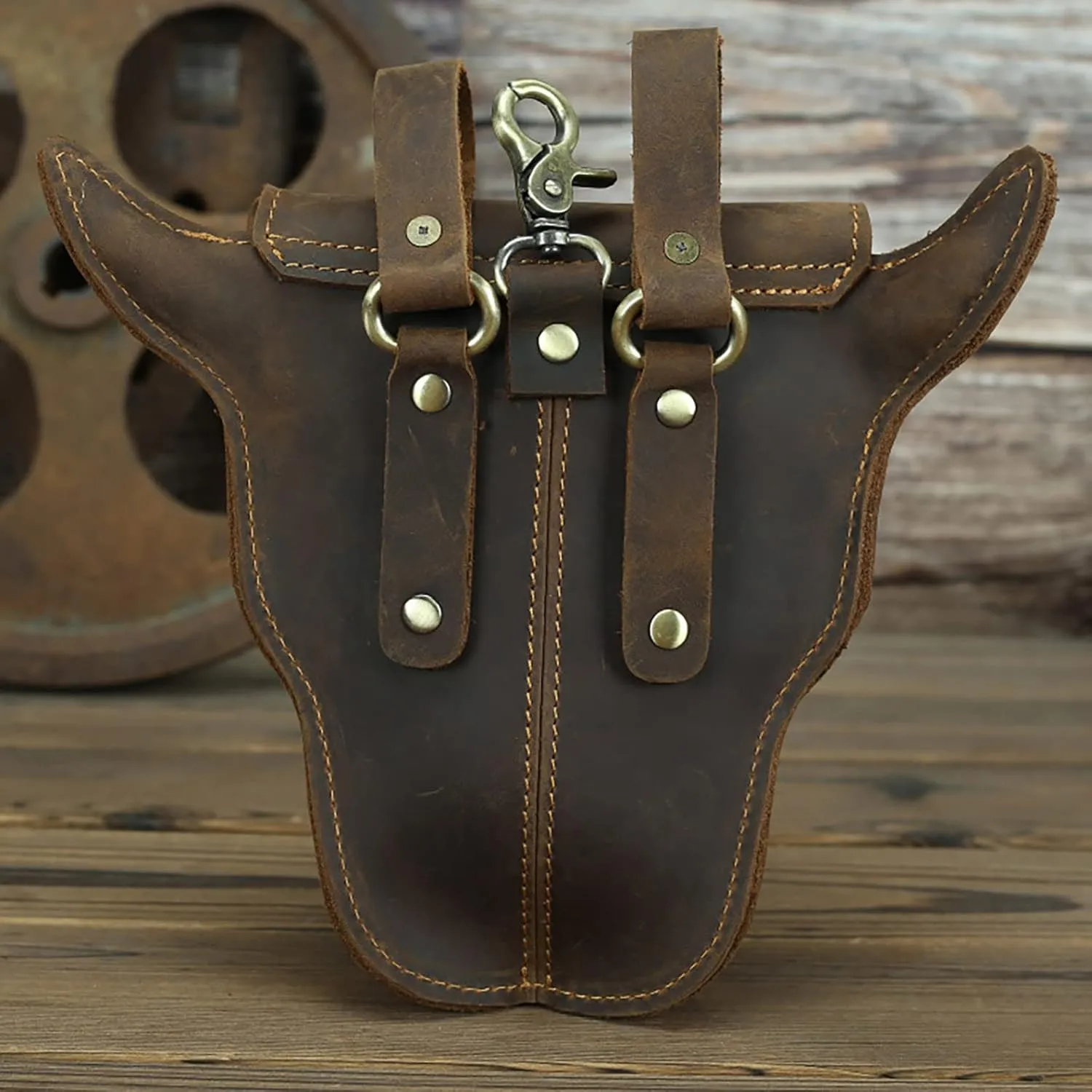 Sling Bag Crossbody Women Men Head Layer Leather Leather Waist Bag Men'S Retro Cool Cow Head Hanging Wear Waist