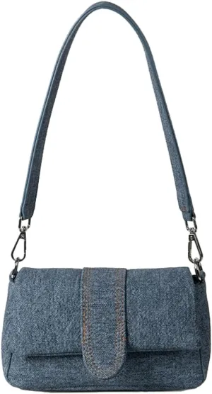 Small Denim Shoulder Bag for Women Vegan Leather Totes Purse Y2k Handbag Top Handle Satchel