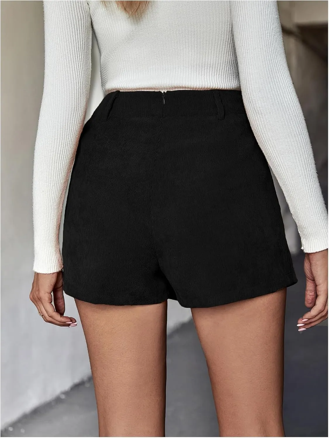 SOLY HUX Women's Corduroy Shorts High Waisted Wrap Asymmetrical Hem Skort Shorts