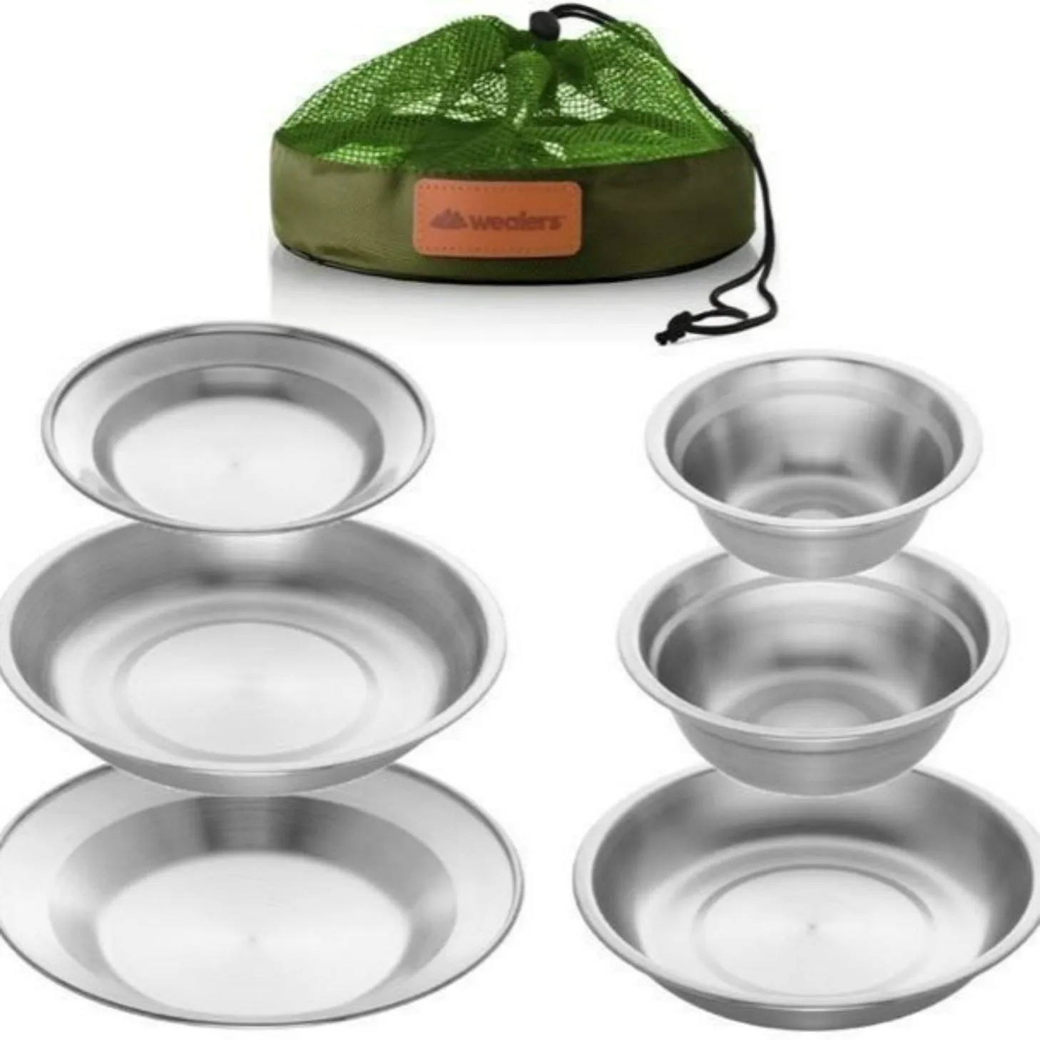 Stainless Steel Plates and Bowls Camping Dinnerware Set for Kids and Adults with Travel Kit