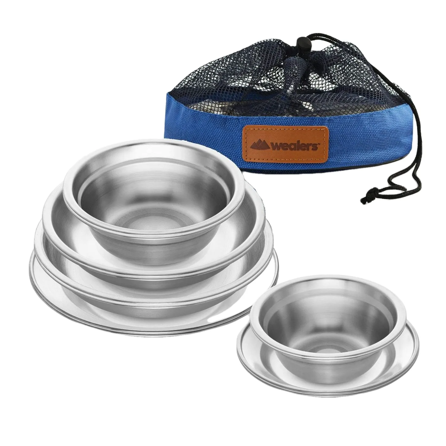 Stainless Steel Plates and Bowls Camping Dinnerware Set for Kids and Adults with Travel Kit