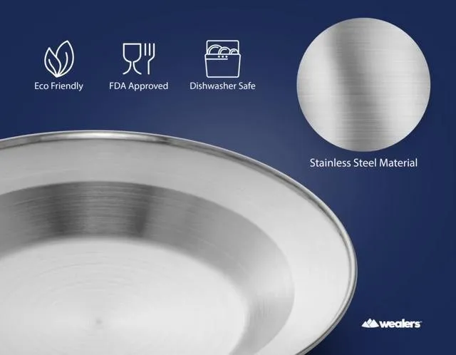 Stainless Steel Plates and Bowls Camping Dinnerware Set for Kids and Adults with Travel Kit