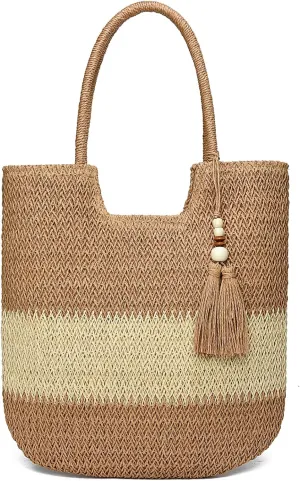 Straw Beach Bags for Women Woven Beach Tote Bag Casual Boho Large Shoulder Handbags Purse for Vacation Holiday