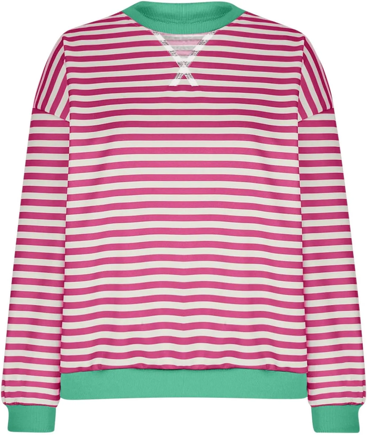 Striped Sweatshirt For Women 2024 Cute Fall Fashion Oversized Long Sleeve Crewneck Pullover Tops Teens y2k Outfits