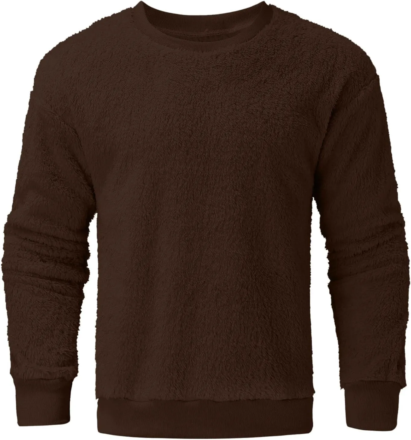 Sweatshirts for Men Long Sleeve Crew Neck Solid Color Casual Basic Warmth Pullover Soft Fall Winter Fleece Trendy Sweater Top