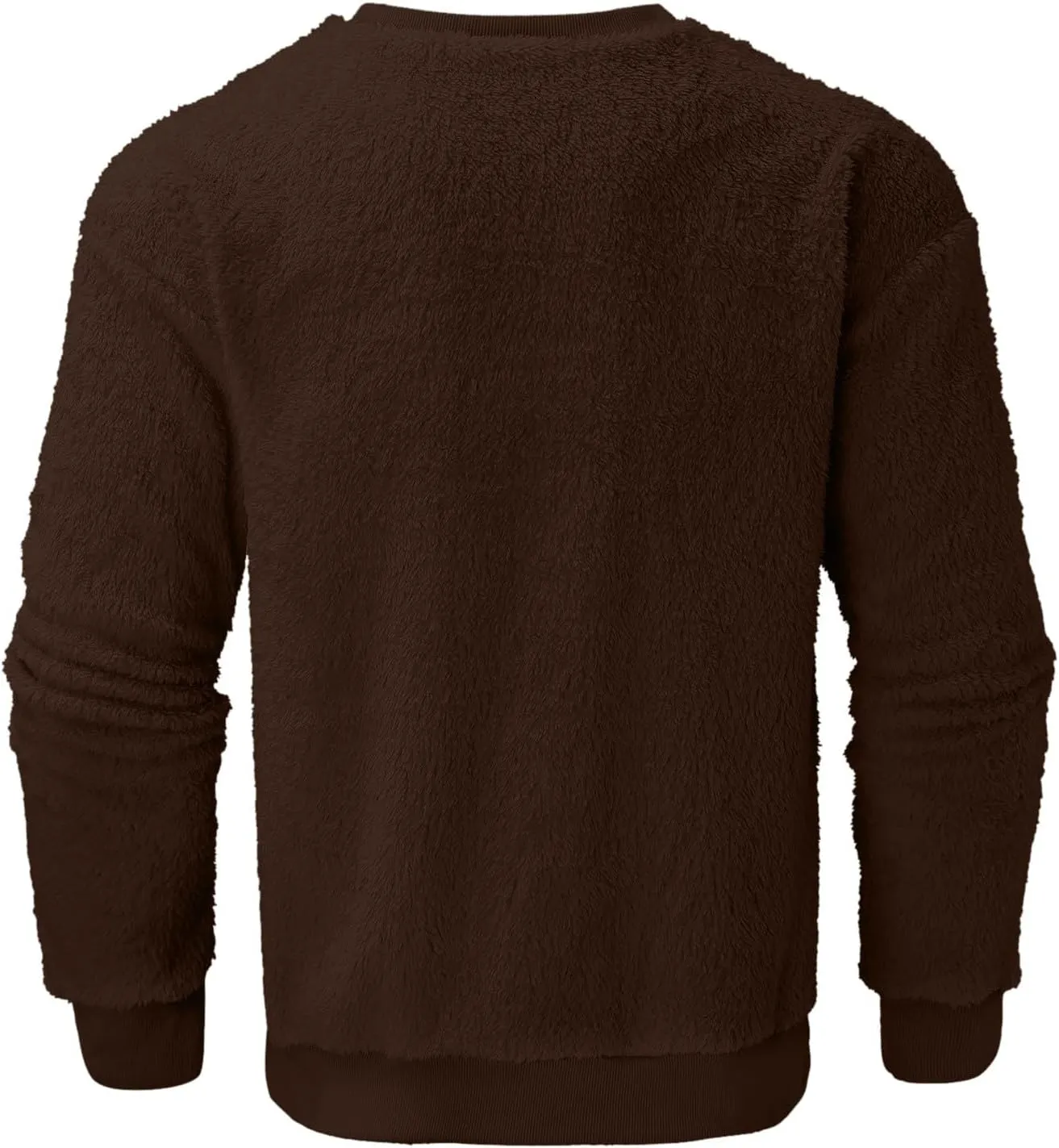 Sweatshirts for Men Long Sleeve Crew Neck Solid Color Casual Basic Warmth Pullover Soft Fall Winter Fleece Trendy Sweater Top