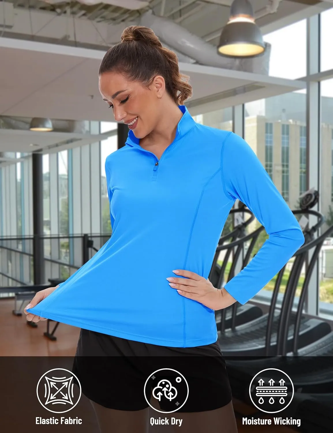 TACVASEN Women's Quarter Zip Pullover Golf Shirts UPF 50  Long Sleeve Sun Shirts UV Protection Workout Tops