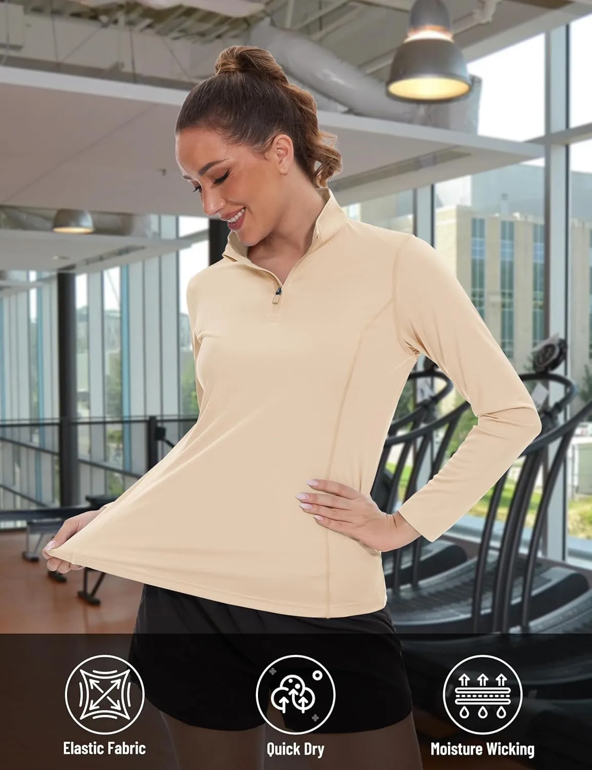 TACVASEN Women's Quarter Zip Pullover Golf Shirts UPF 50  Long Sleeve Sun Shirts UV Protection Workout Tops