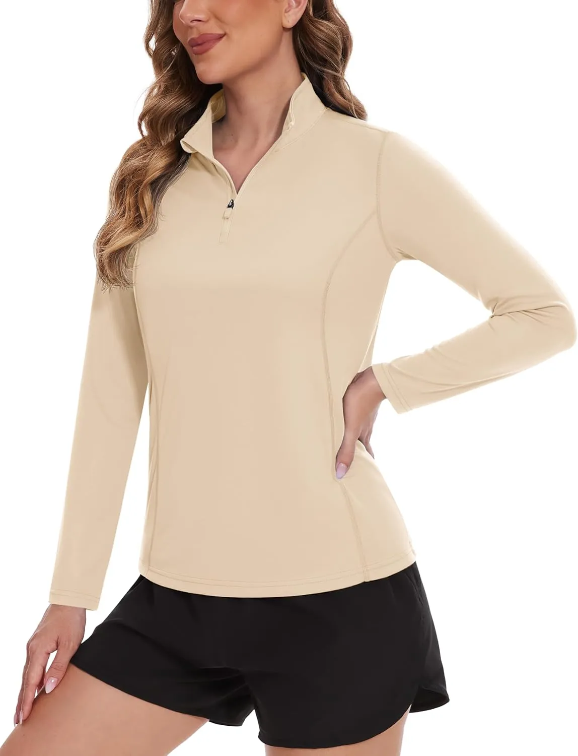 TACVASEN Women's Quarter Zip Pullover Golf Shirts UPF 50  Long Sleeve Sun Shirts UV Protection Workout Tops