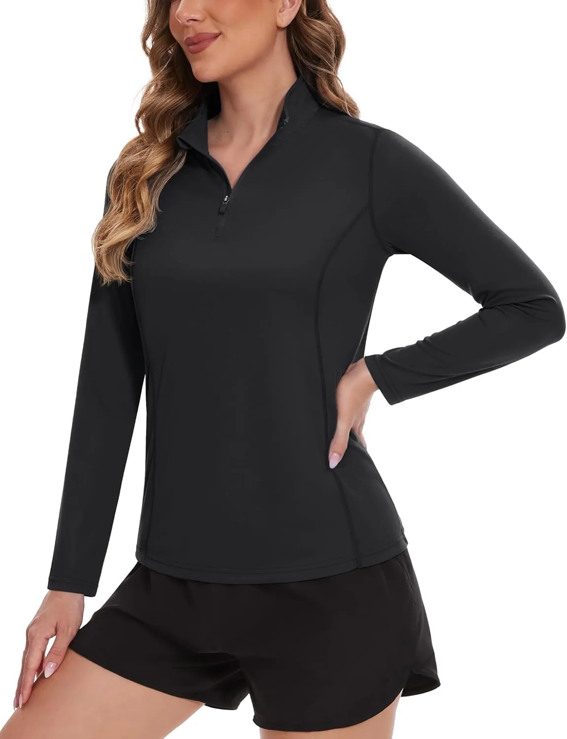 TACVASEN Women's Quarter Zip Pullover Golf Shirts UPF 50  Long Sleeve Sun Shirts UV Protection Workout Tops