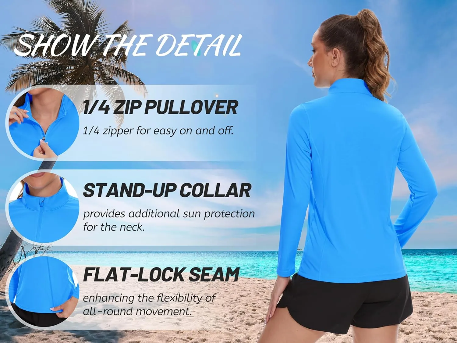 TACVASEN Women's Quarter Zip Pullover Golf Shirts UPF 50  Long Sleeve Sun Shirts UV Protection Workout Tops