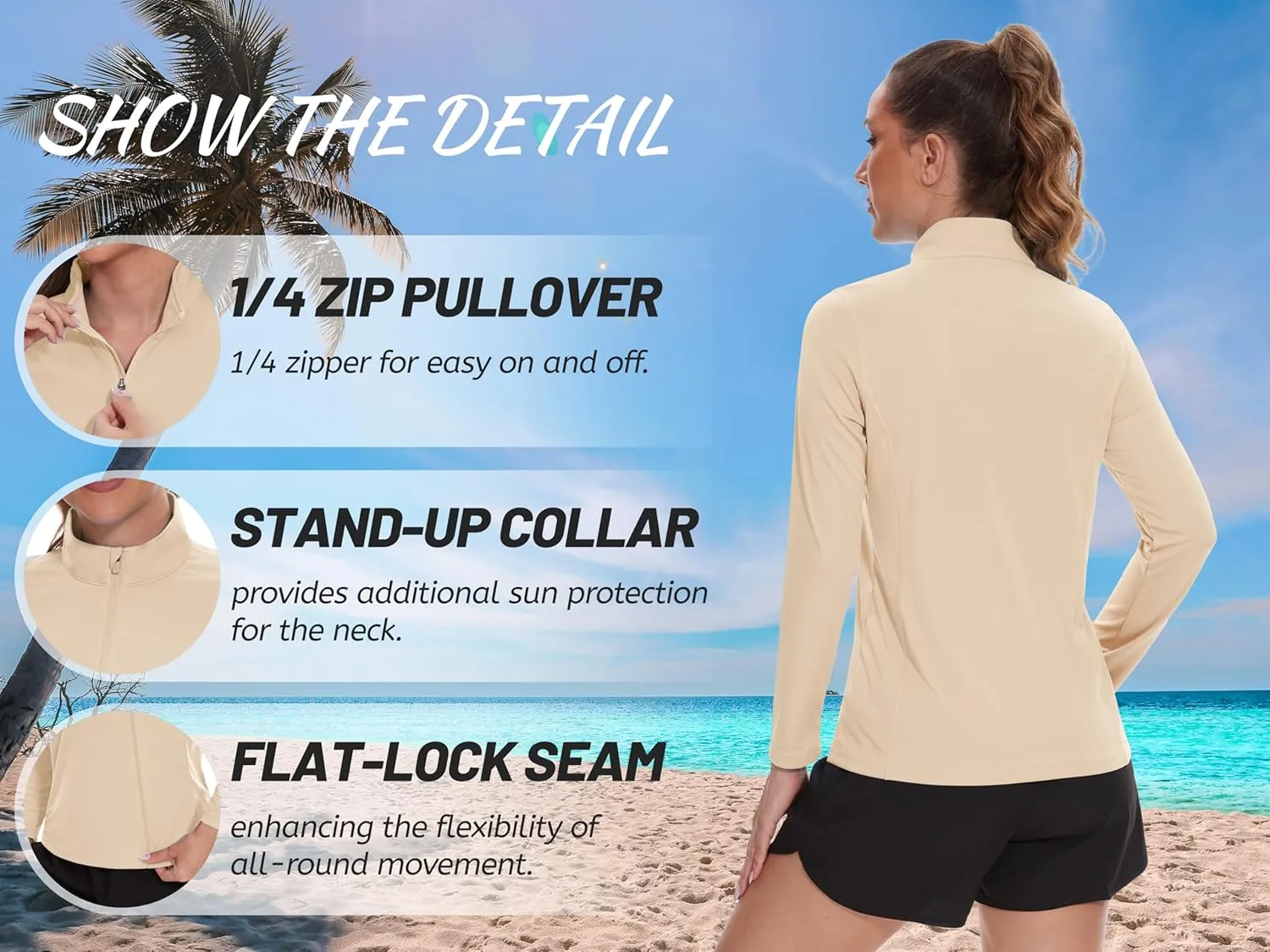 TACVASEN Women's Quarter Zip Pullover Golf Shirts UPF 50  Long Sleeve Sun Shirts UV Protection Workout Tops