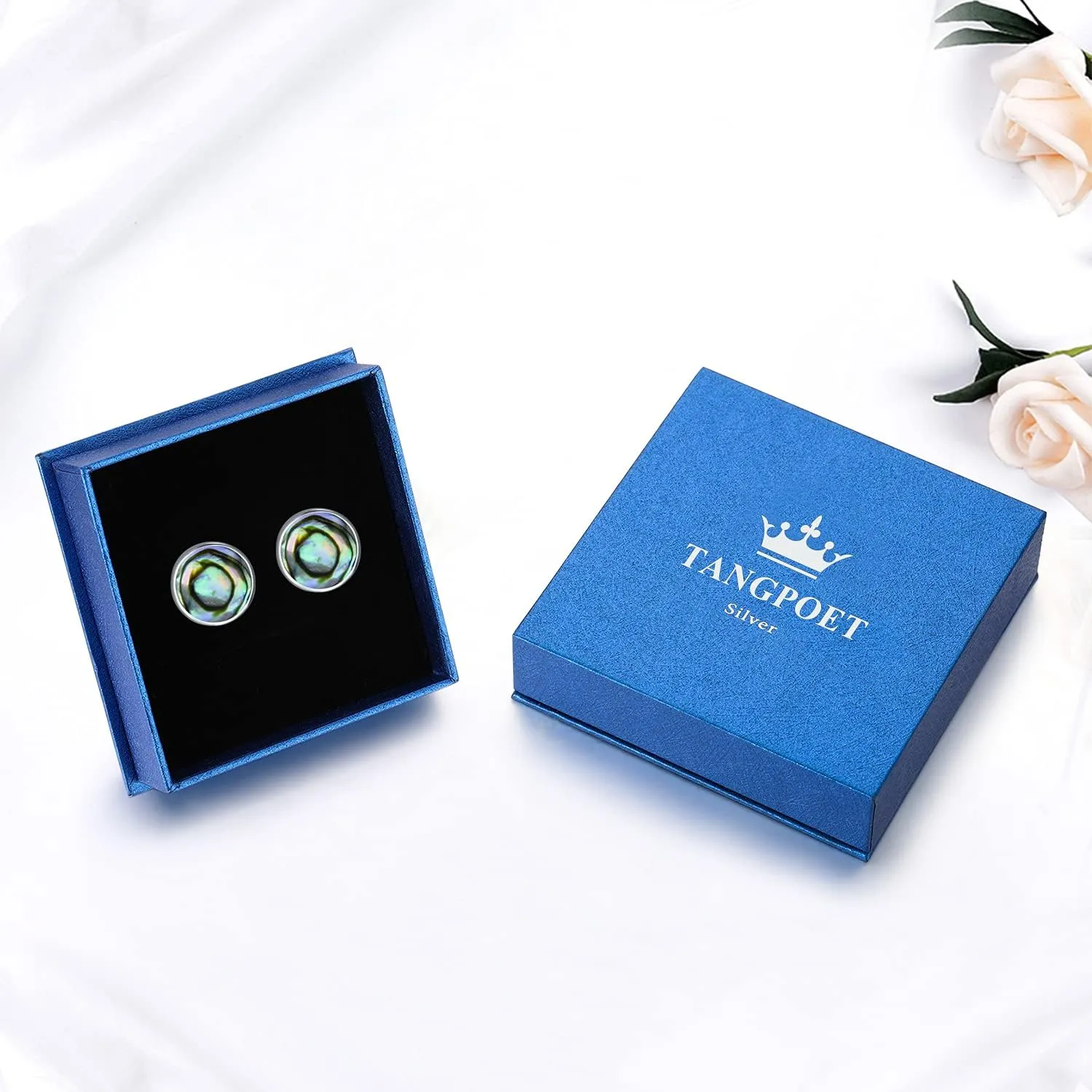 TANGPOET 5MM Tiny Stud Earrings for Women 925 Sterling Silver Round Screw Twist Back Earrings Hypoallergenic for Sensitive Ears Simulated Gemstone Jewelry