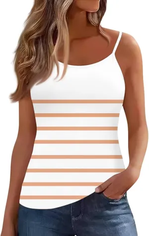 Tank Tops for Women 2025 Summer Loose Fit Spaghetti Straps Cami Top Scoop Neck Flowy Workout Sleeveless Shirts