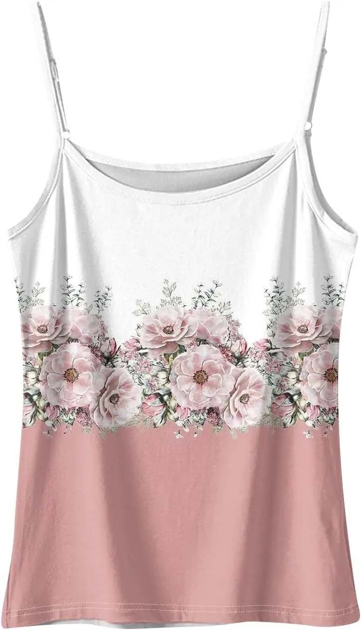 Tank Tops for Women 2025 Summer Loose Fit Spaghetti Straps Cami Top Scoop Neck Flowy Workout Sleeveless Shirts