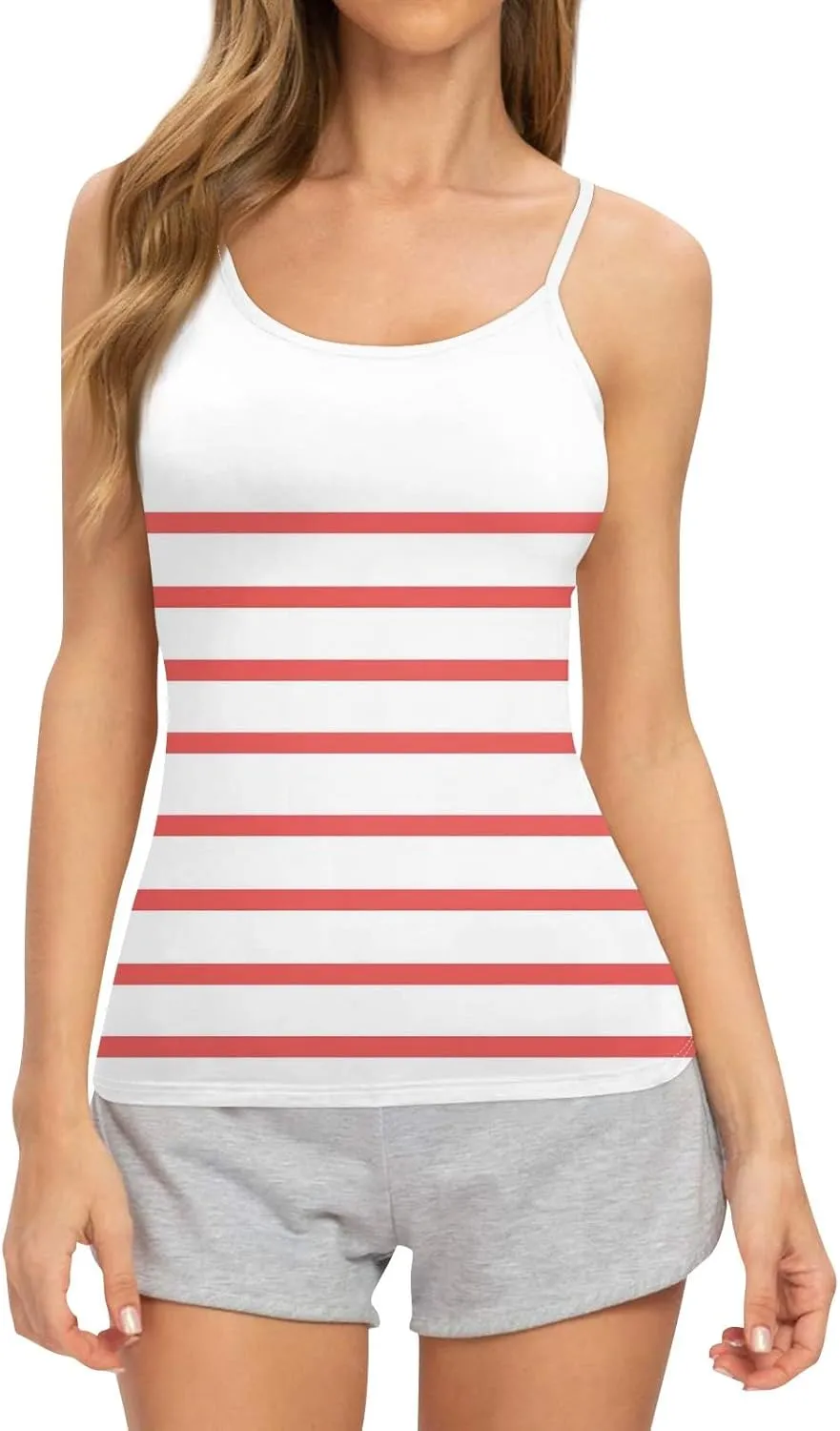 Tank Tops for Women 2025 Summer Loose Fit Spaghetti Straps Cami Top Scoop Neck Flowy Workout Sleeveless Shirts