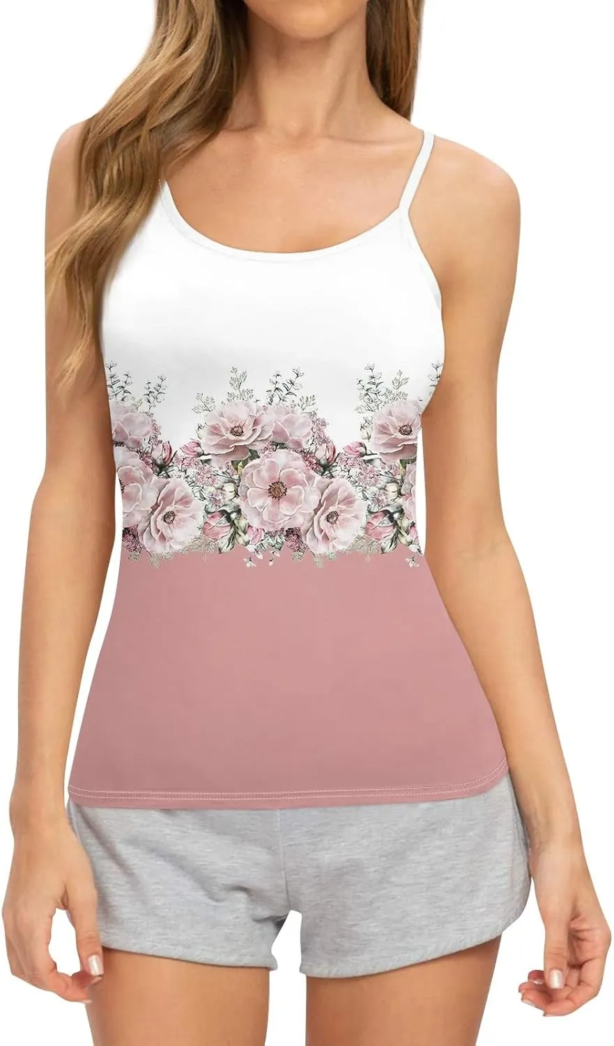 Tank Tops for Women 2025 Summer Loose Fit Spaghetti Straps Cami Top Scoop Neck Flowy Workout Sleeveless Shirts