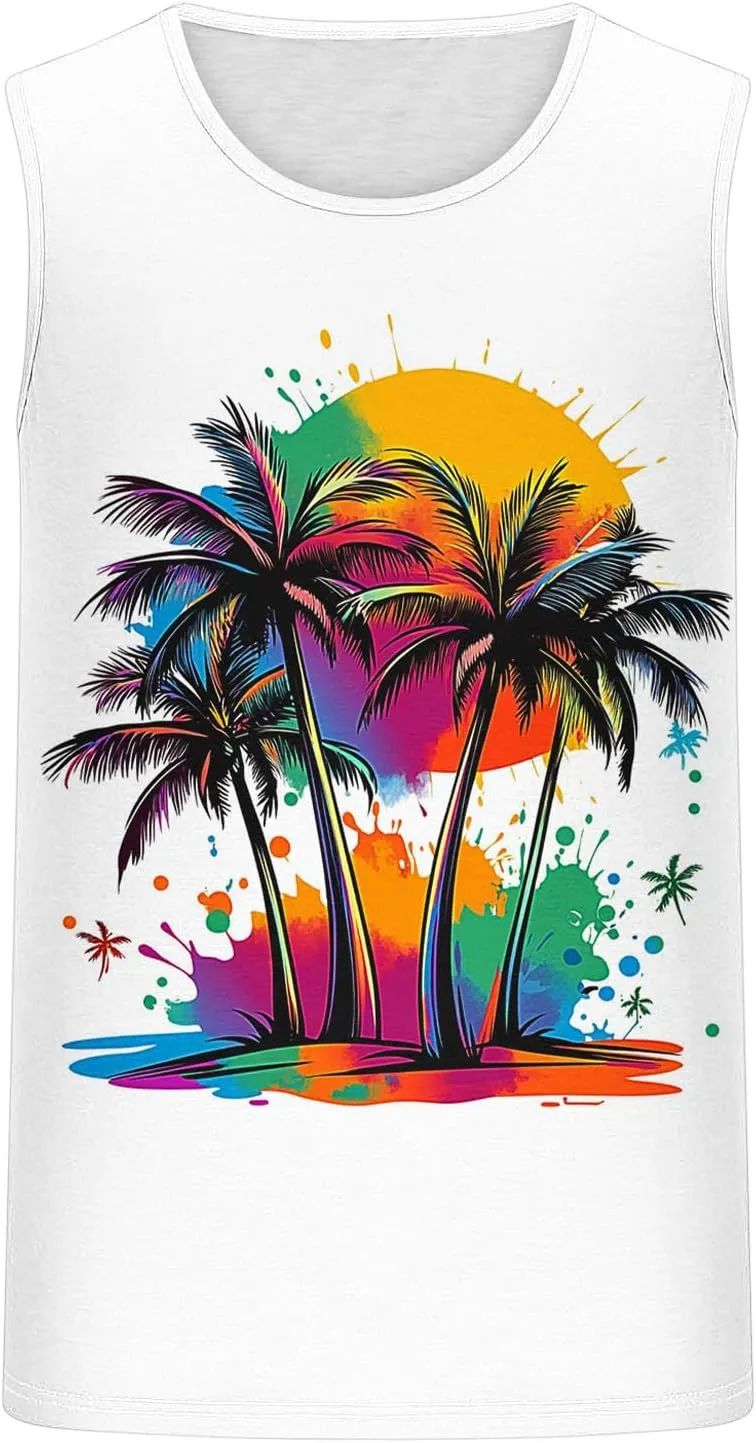 Tank Tops Men Casual Cotton Undershirt Workout Muscle Shirt Hawaiian Beach Sleeveless Shirts Summer T Shirt