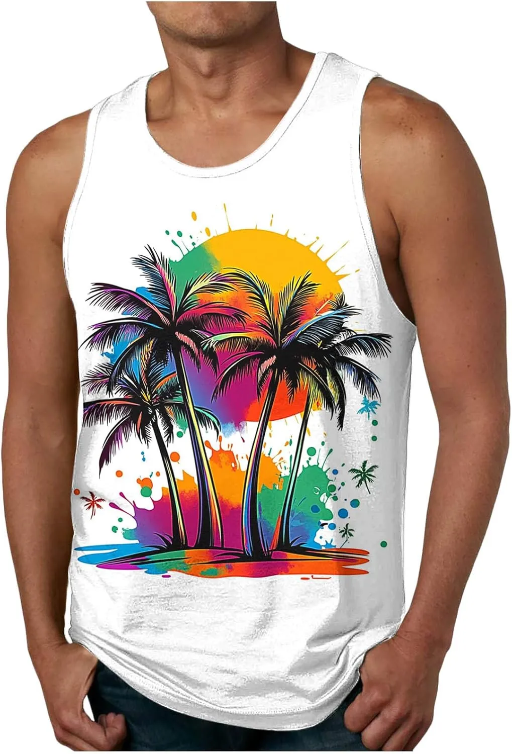 Tank Tops Men Casual Cotton Undershirt Workout Muscle Shirt Hawaiian Beach Sleeveless Shirts Summer T Shirt
