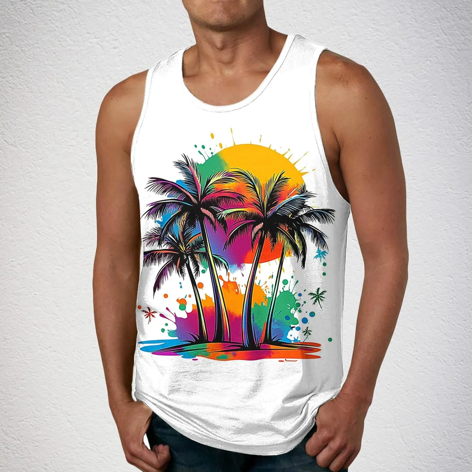 Tank Tops Men Casual Cotton Undershirt Workout Muscle Shirt Hawaiian Beach Sleeveless Shirts Summer T Shirt