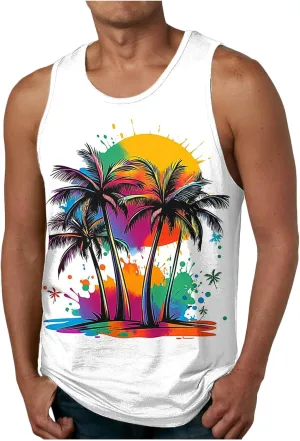 Tank Tops Men Casual Cotton Undershirt Workout Muscle Shirt Hawaiian Beach Sleeveless Shirts Summer T Shirt