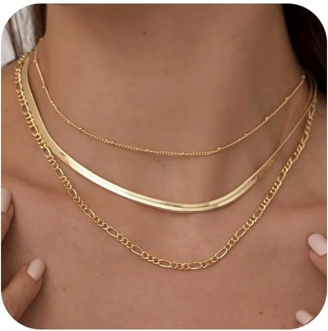 Tasiso Layered Gold Necklaces for Women, Stackable 14K Gold/Silver Plated Chain Necklace Layering Necklace Set Fashion Pendant Choker Necklaces Trendy Jewelry Set Gifts for Women Teen Girls