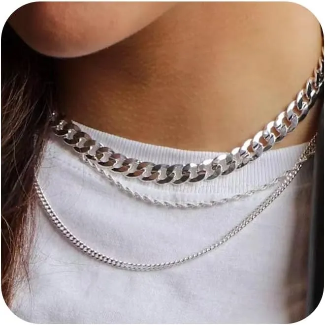 Tasiso Layered Gold Necklaces for Women, Stackable 14K Gold/Silver Plated Chain Necklace Layering Necklace Set Fashion Pendant Choker Necklaces Trendy Jewelry Set Gifts for Women Teen Girls