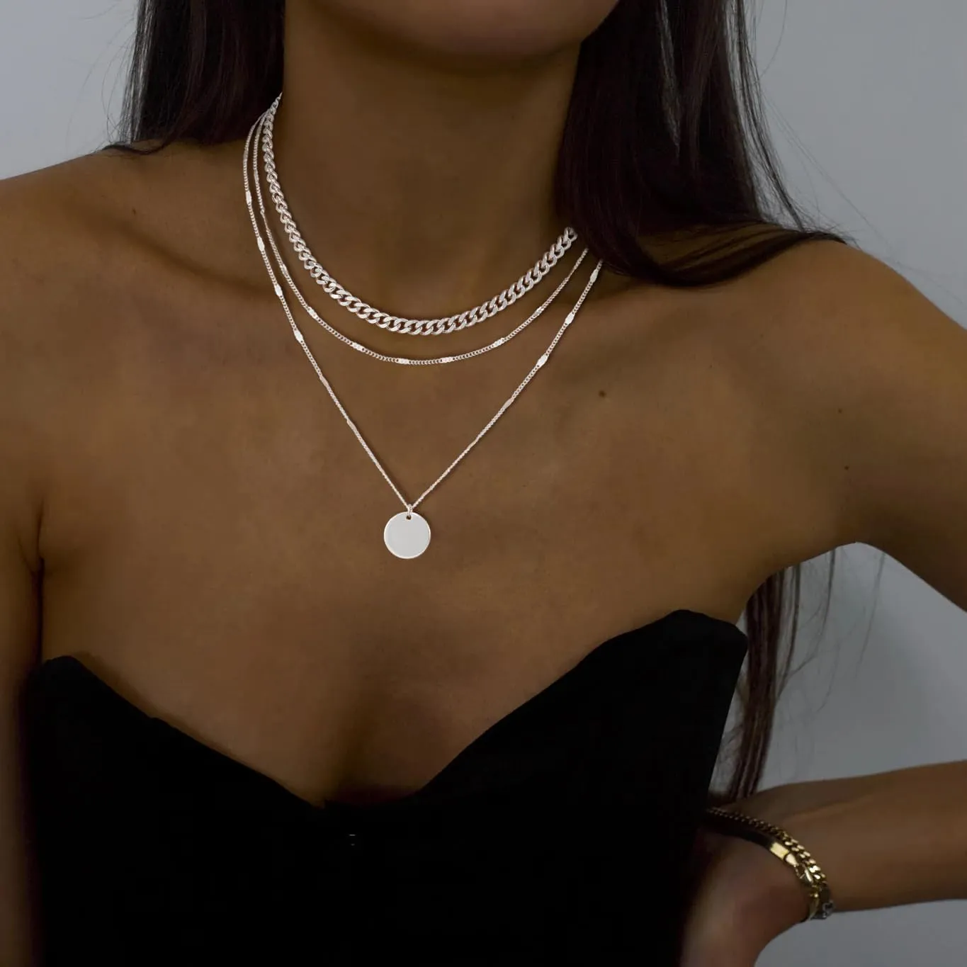 Tasiso Silver Necklaces for Women - Stackable Stack Sterling Silver Choker Necklaces for Women Trendy Layered Necklace Set Jewelry for Women