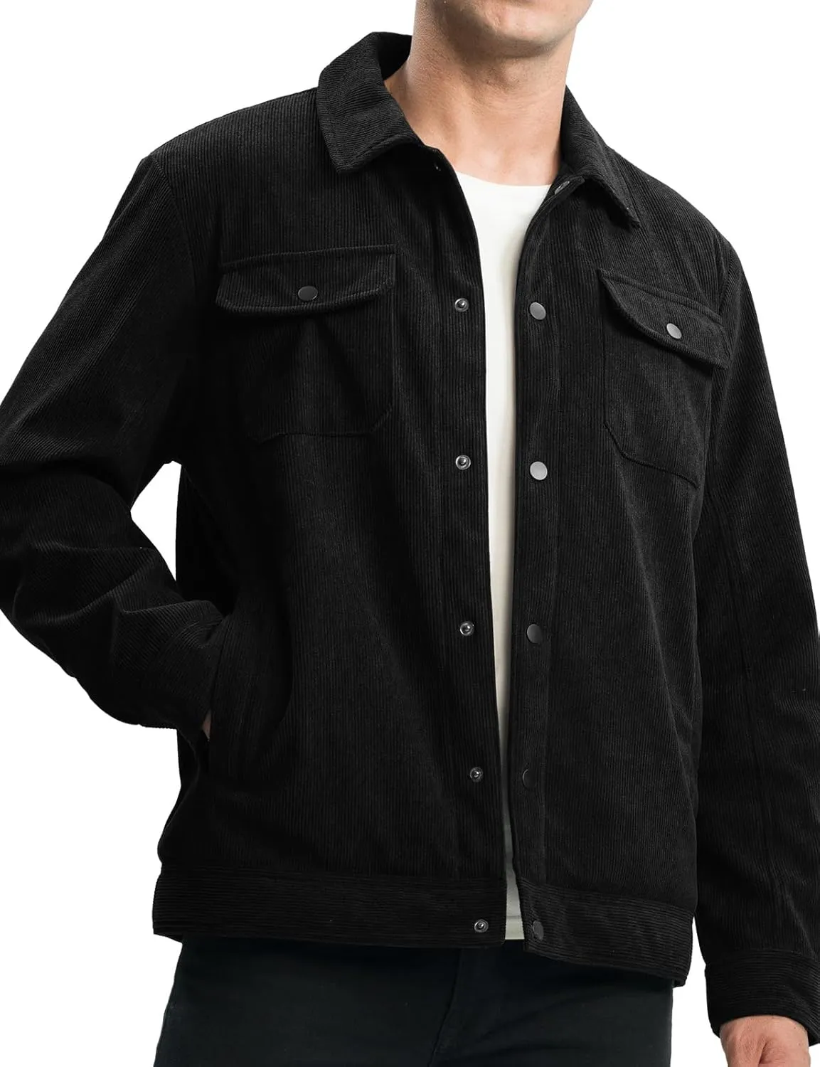 TBMPOY Men's Corduroy Jacket Sherpa Fleece Lined Jackets Warm Winter Trucker Work Casual Hiking Coat with 5 Pockets