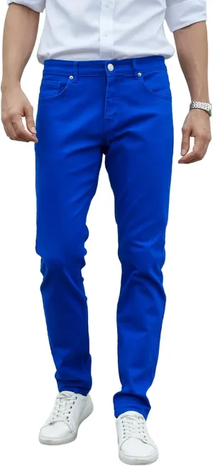 TEGIAS Men's Slim-Fit Stretch Plaid Jean Classic Comfort Regular Fit