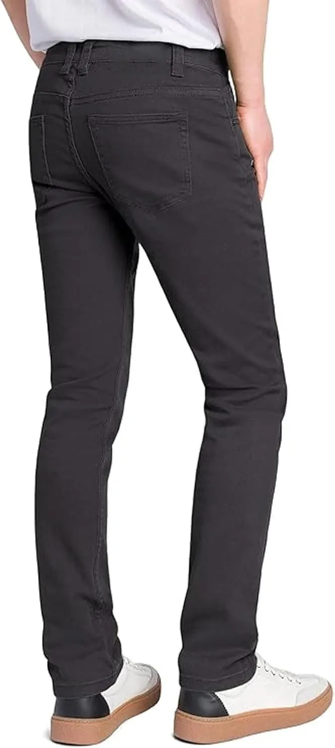 TEGIAS Men's Slim-Fit Stretch Plaid Jean Classic Comfort Regular Fit